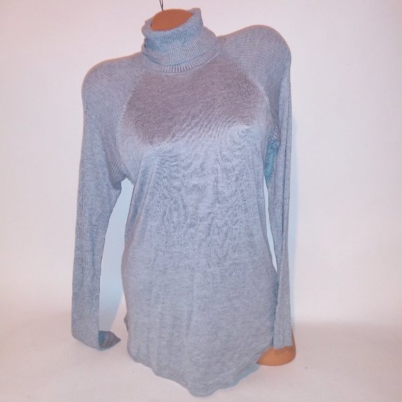 Apt 9 Womens Sweater Small Turtleneck Gray Solid Lightweight Long Sleeve Pit to - Picture 1 of 8